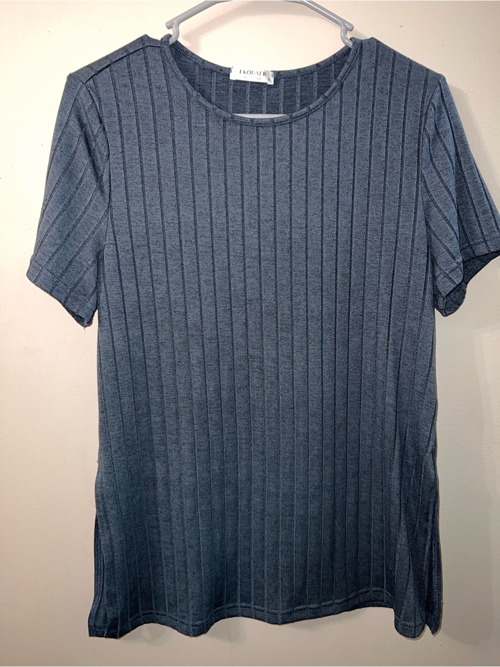 LAUREN Ribbed Short-Sleeve Knit Top in Navy